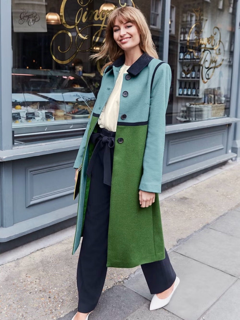 RARE Boden Lovelace Two-Tone Green Wool-Blend Coat size 6. Like new.